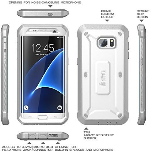 SUPCASE Unicorn Beetle Pro Series Case Designed for Galaxy S7 Edge, Full-Body Rugged Holster Case Without Built-in Screen Protector for Samsung Galaxy S7 Edge (2016 Release) (White/Gray)