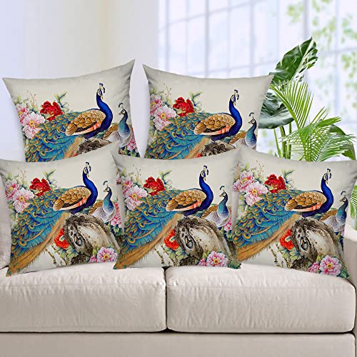 AEROHAVEN Set of 5 Multi Colored Decorative Hand Made Jute Cushion Covers - CC02 - (16 x 16 Inch)