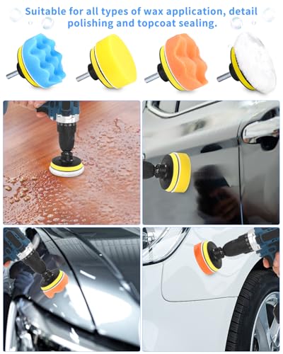 80mm Polierschwämme Pads,18 Stück Polier set,Auto Polierpads,Auto Schwämme Pads Polieraufsatz,Polieren Pads für Akkuschrauber,Poliermaschine,Polierauflage,Bohrmaschine Polieren,Schleifen,Wachsen