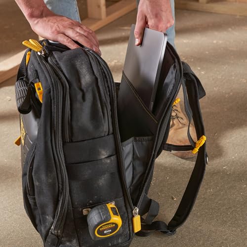 STANLEY FatMax Arbeitsrucksack (Werkzeugrucksack für die Baustelle & Werkstatt, praktische & übersichtliche Innenaufteilung, wasserdichter Kunststoffboden, gepolsterter Rücken) FMST1-80144