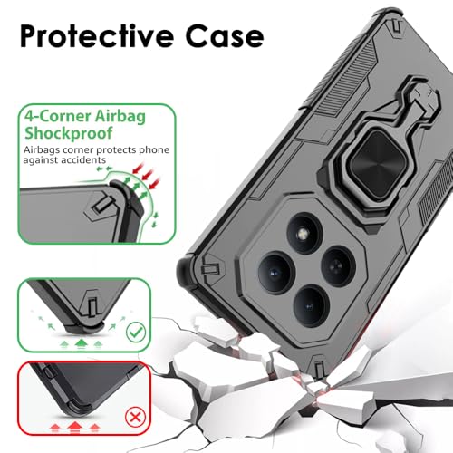 Image of TheGiftKart Tough Armor Bumper Back Case Cover for Mi Redmi Note 15 5G / Poco M8 5G | Ring Holder & Kickstand in-Built | 360 Degree Protection Back Case Cover for Redmi Note 15 5G (PC & TPU, Black)
