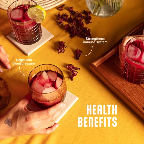 Two Sisters Hibiscus Family Size Tea Bags | Variety Hibiscus Iced Tea Mix | Healthy Herbal Tea, Caffeine Free, Non-Gmo | 12 Large Pouches Of Red Hibiscus Iced Tea #TOP1