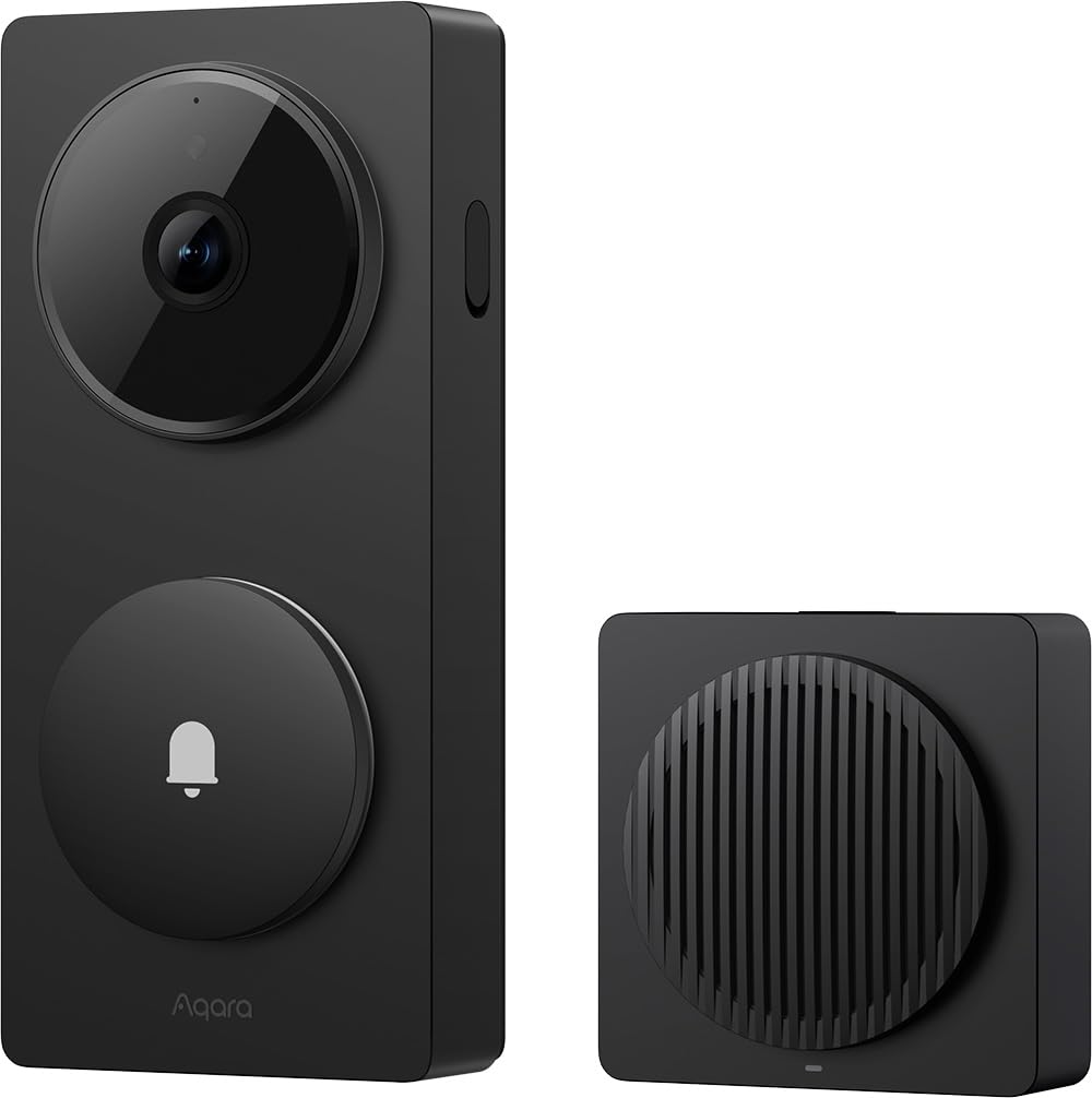 Aqara Smart Video Doorbell G410 Select Black Global version, Indoor/Outdoor, 2K Resolution, Face ID, Smart Home Hub, Zigbee 3.0, Thread Border Router, Matter Controller, Battery/Wired Power
