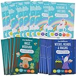 THE TWIDDLERS 24 Mini Colouring Activity Books for Kids, A6 Size - Wizard Unicorns Fairy and Fantasy Creatures, Children Birthday Party Favours Bag Fillers for Toddlers Travel Activities Ages 4-8