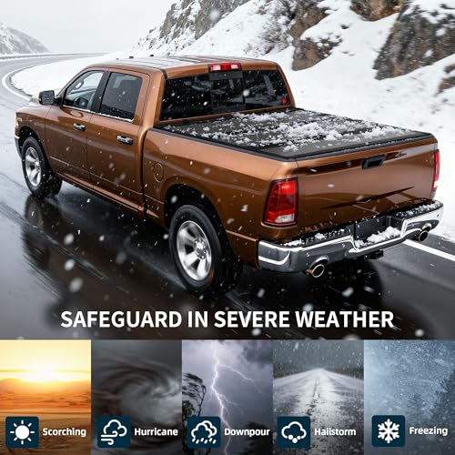 OEDRO Hard Tri-Fold Low-Profile Tonneau Cover Fit for Ford Ranger 2019 2020 2021 2022 2023 2024 2025 2026 5ft Bed, One-Handed Quick Release