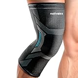 NativoDex Ginocchiera Stabilizzante di Supporto per Menisco e Legamenti - Tutore Ginocchio Antiscivolo di Compressione per Uomo e Donna - Ginocchiere Palestra