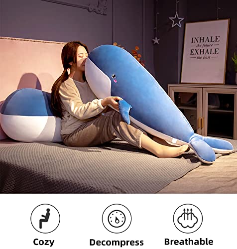 Blue Whale Stuffed Animal, Large & Soft Plush Toy, 47.2In X-Large Body Pillow, Gift For Girls & Boys #TOP1