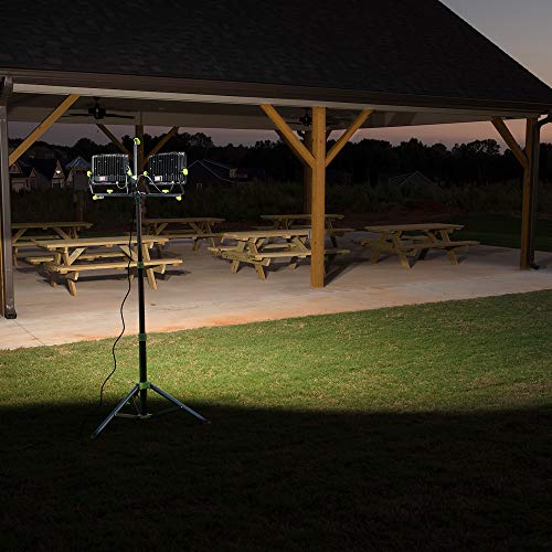 Powersmith 20,000 Lumen Dual-Head Led Work Lights With Stand, Adjustable Metal Flip-Lock Tripod, 9Ft Grounded Power Cord, Impact Resistant Lens, Sealed Power Switches, And 2 Year Warranty #TOP6