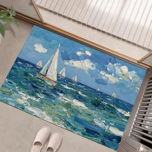 Paillasson marin 80x120 cm en microfibre avec base caoutchouc