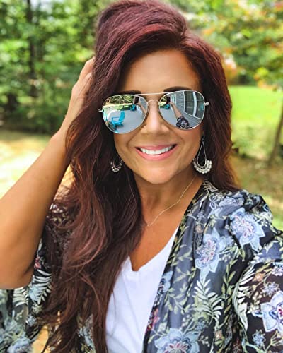 Hjstes Polarized Aviator Sunglasses For Women Men Classic Metal Shades Mirror Lens 100% Uv Blocking, 58Mm(Silver Frame/Silver Mirrored) #TOP1