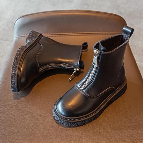 Girls Chelsea Boots Zipper Ankle Booties Waterproof Leather Round Toe Casual Fashion Outdoor Shoes4