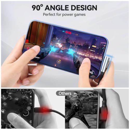 ELUTENG Right Angle USB C to USB C Cable 6.6ft 10Gbps High Speed Transfer 100W Type C Fast Charging Cord 4K@60Hz Durable Nylon Braided USBC Cables 2m for Phone, MacBook, Laptop, VR Link, Steam Deck - Image 2