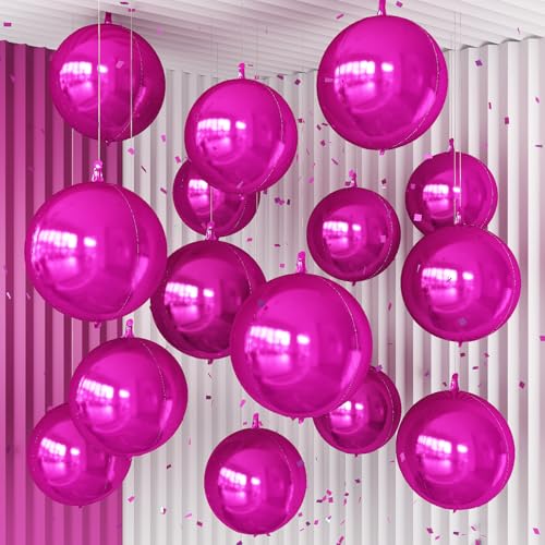 Ballons de remise de diplôme et anniversaire en mylar rose vif lot de 14 pièces 4D