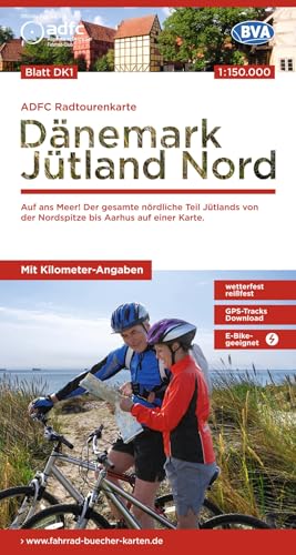 BVA ADFC Radtourenkarte Dänemark/Jütland Nord 1:150.000: reiß- und wetterfest, E-Bike geeignet, GPS-Tracks Download, mit Bett+Bike Symbolen, mit ... der Nordspitze bis Aarhus auf einer Karte.