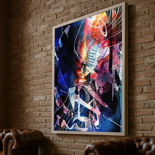Toile expressionniste abstraite décoration murale formes géométriques 50x75cm