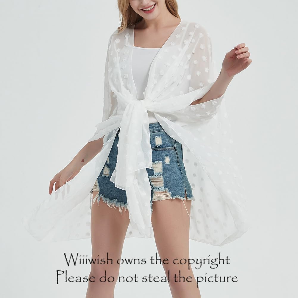 Women's Bohemian Floral Chiffon Beach Cover up Swimsuit Kimono Summer Swimwear Cardigans - Image 4