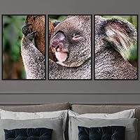 3 Piece Framed Canvas Wall Art Cuddle Up Rustic Urban Canvas Prints Home Artwork Decoration for Living Room,Bedroom - 16