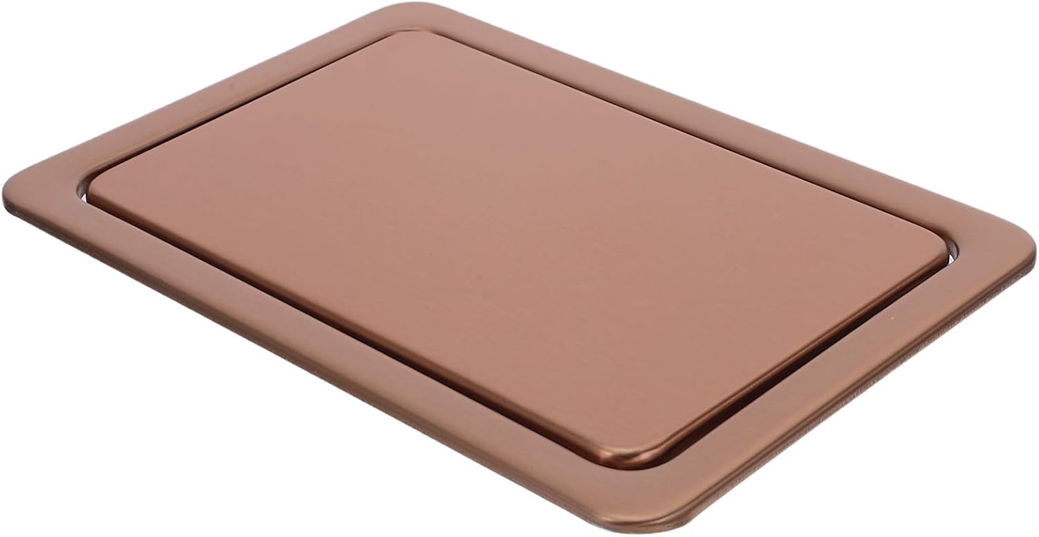 Cabilock Recessed Trash Can Lid with Stainless Steel Swing Flap, 430 Rose Gold Kitchen Garbage Can Cover for Home Countertop Waste Bin, Space-saving Dustbin Lid Replacement for Bathroom