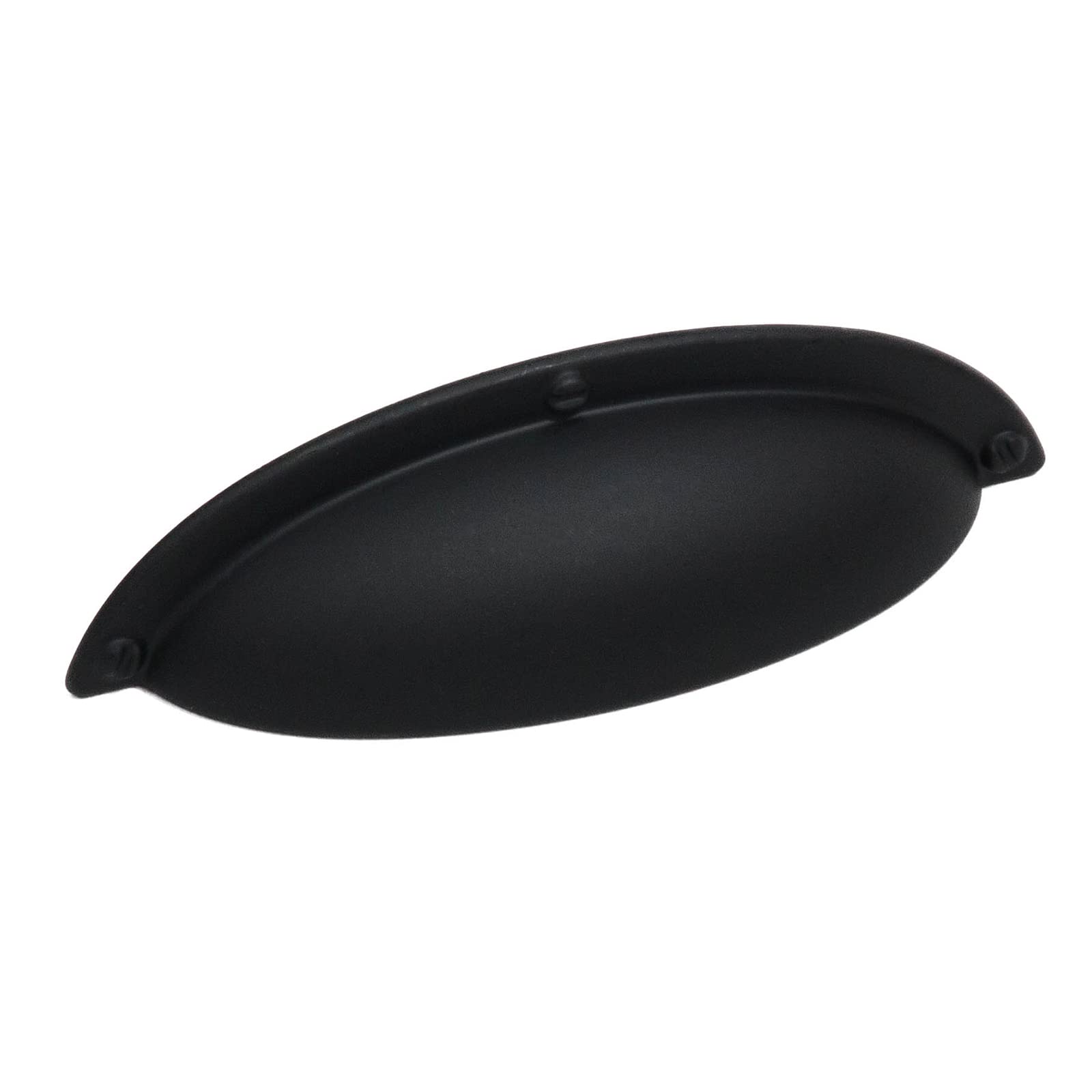 Decoranddecor Cup Shell Half Moon Knob Pull Handle Kitchen Cupboard Cabinet Drawer (64mm Hole Center - 93,5mm Overall Length, Matt Black)