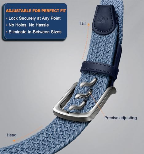 Image of KEMISANT Men Belt-Stretch Woven Braided Belt For Gift Men Golf Casual Jeans Dresses with Nylon Canvas 1 3 /8 inch