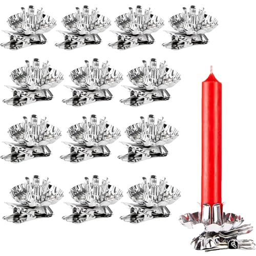 Candlestick Holders Clips 36pcs Christmas Tree Candle Holder Clips Metal Clip On Candle Holders Candlestick Holders for Wedding Xmas Winter Holiday Birthday Party Decors Silver