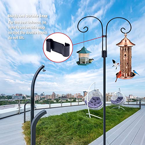 Heavy Duty Two Sided Garden Pole For Hanging Bird Feeder, Double Shepherds Hooks For Outdoor, Solar Light Lanterns,Plant Baskets, Garden Plant Hanger Stands With 5 Base Prongs (76 Inch) #TOP6