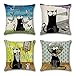 Artscope Federe 4 Pack Cuscini per Divano Poliestere Biancheria Gettare Decorativo Caso Federa per Cuscino Divano Letto Auto 45 x 45 cm (Cartone Animato Gatto Nero)
