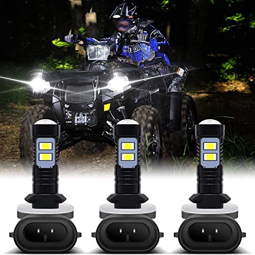 SecosAutoparts 3Pcs Upgrated LED Headlight Bulbs 270W 6000K 3600LM White Color Compatible with Polaris Sportsman 500 550 570 600 700 800 850 XP Replace 88118smd fog lights 3PCS