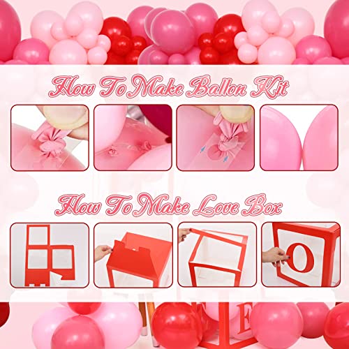 Winrayk 125Pcs Valentines Day Decoration Balloon Boxes With Love Letters Pink Red Balloon Garland Arch Kit Heart Balloon Love Heart Garland For Women Mother's Day Wedding Anniversary Baby Shower Party #TOP7