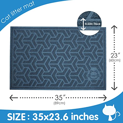 UPSKY Cat Litter Mat, Litter Trapping Mat Soft on Kitty Paws, Large Litter Box Mat 35\" x 24\" Scatter Control for Indoor Cats Waterproof and Extra Large Pretty Litters Carpet - Thumbnail 3