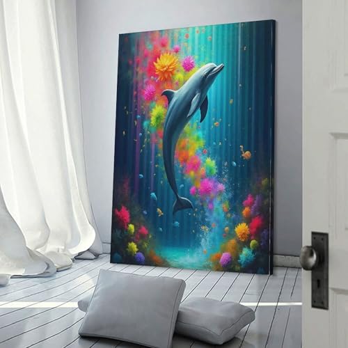 Toile dauphin murale fantaisie pour salon et chambre moderne