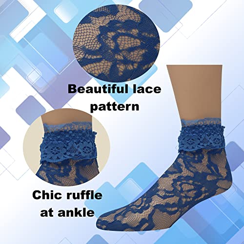 Image of EMEM Apparel Women's Lace Anklet Socks with Ruffle