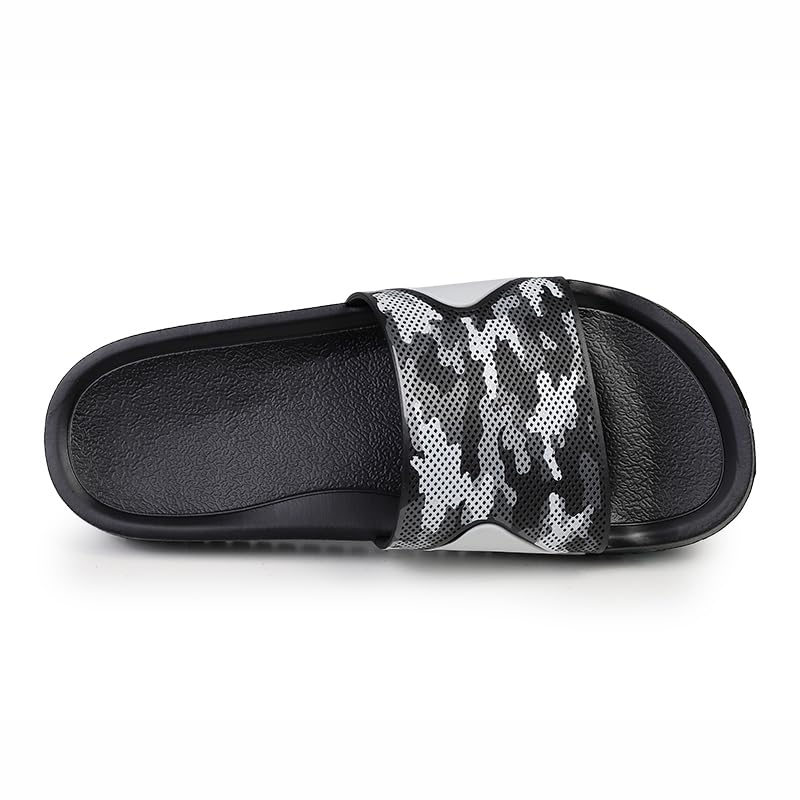 Men's Camouflage Slide Sandals, Flat Comfort Footbed, Indoor Outdoor Beach Slippers, Big Sizes3