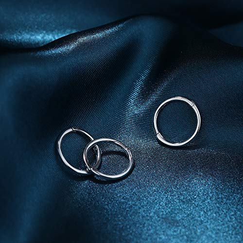 Milacolato Hypoallergenic Nose Rings 16G Sterling Silver Hinged Nose Ring Hoops Small Hoop Earrings Lip Rings Nose Helix Rook Conch Cartilage Earrings Body Piercing Jewelry For Women Men #TOP5