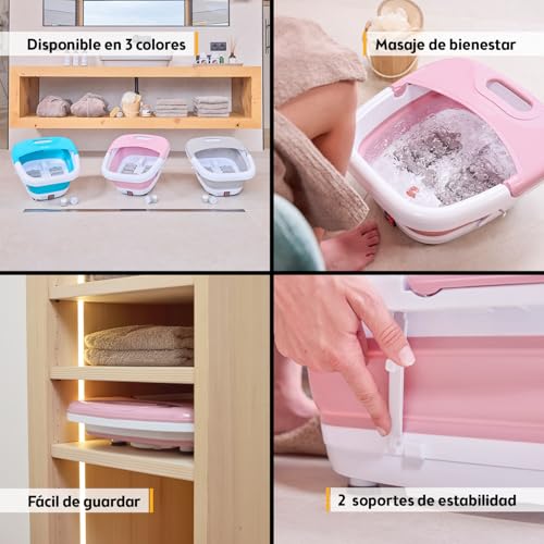 TZS First Austria - Hidromasajeador plantar plegable 450W con 3 accesorios y 8 rodillos de masaje - Pediluvio eléctrico con masaje de vibración y burbujas de aire, infrarrojos y calefacción - imagen 8