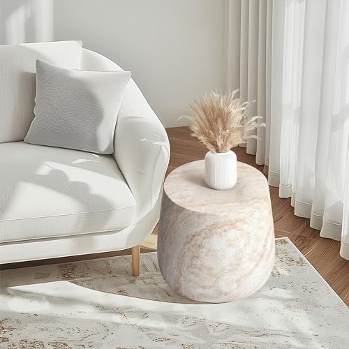 Empire Art Direct Barrel Travertine Stone Finish Italian Design MgO Side Accent Table, Living Room, Bedroom & Office, 18.8"x18.8"x16.1" by Empire Art Direct - Image 7