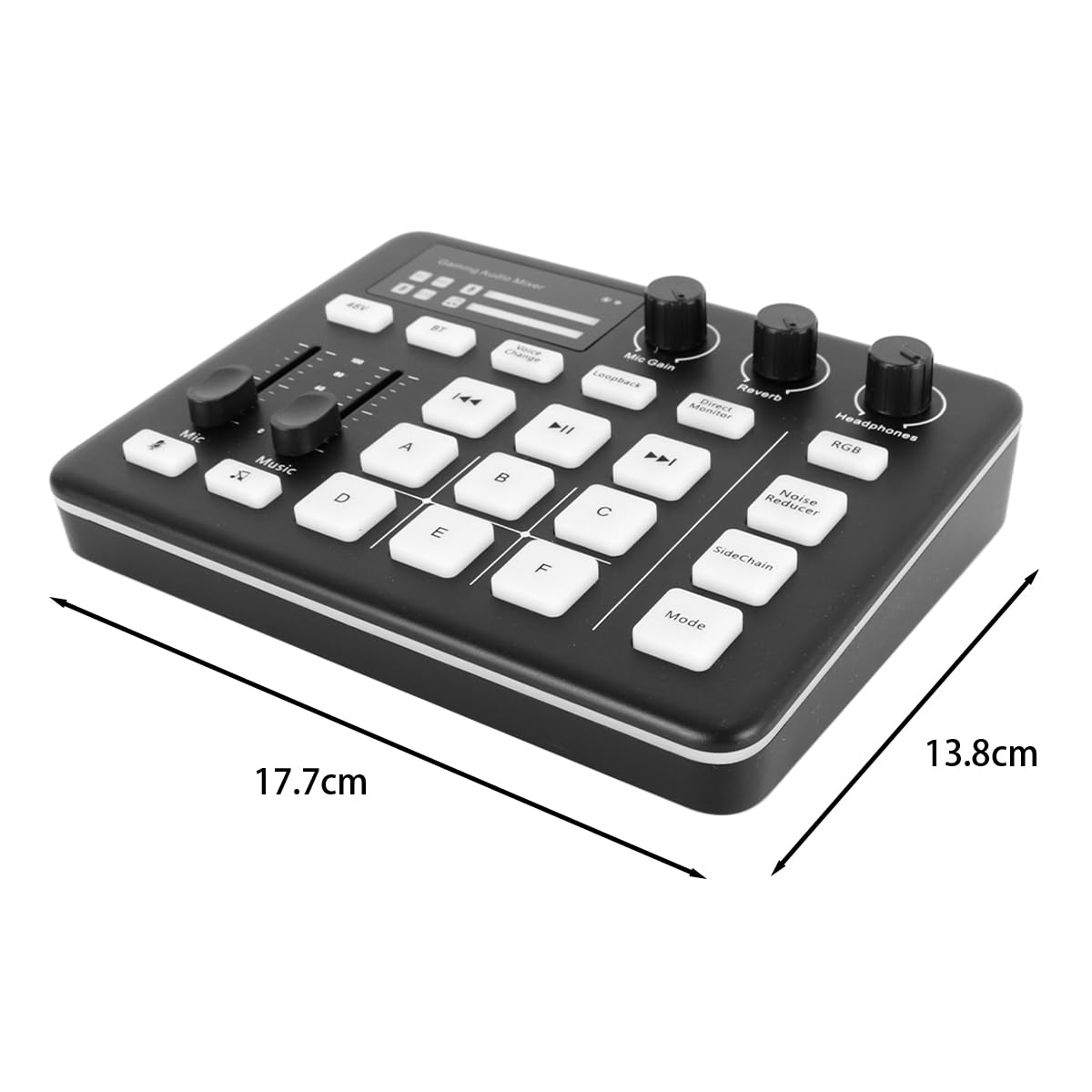 Mikser audio do gier, strumieniowanie RGB z interfejsem audio XLR do mikrofonu, zasilanie fantomowe 48 V, zmiana głosu, redukcja szumów, efekty dźwiękowe DIY