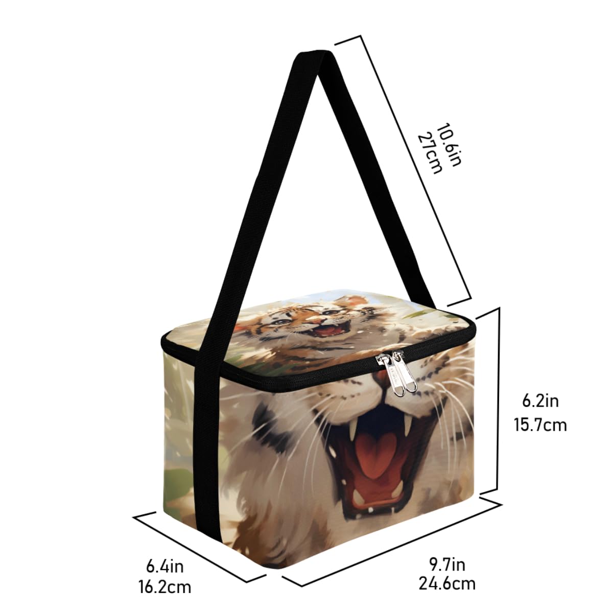 GzLeyigou Lunch Bags for Women Men 9 Cans,Animal Tiger Hot & Cold Food Delivery Bag Insulated Grocery Bag Insulated Lunch Box Small Tiger Cooler Bag for Office Work Picnic Beach