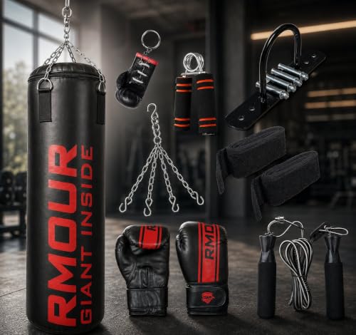 Buy IWIN Unfilled Heavy SRF Punching Bag with Hanging Chain, Boxing Gloves, Ceiling Hook, Hand Wraps, Skipping Rope, Boxing Chain Keyring & Hand Gripper (Black, 4 FEET) Combo of 9 Piece Online at Low Prices in India - Amazon.in - Image 3