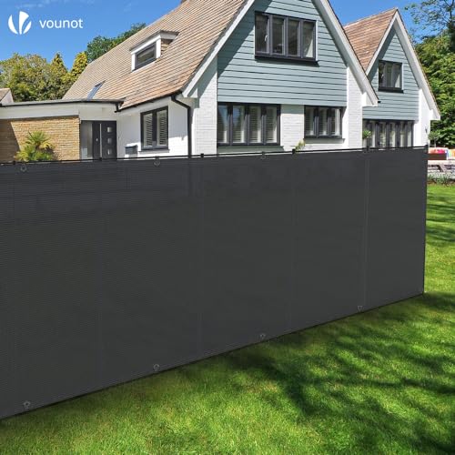 VOUNOT® Zaunblende 1×20m, Sichtschutz Zaun 150 g/m² HDPE Schattiernetz, Windschutz UV-resistent Reißfest, mit Löcher und Kabelbinder, Anthrazit