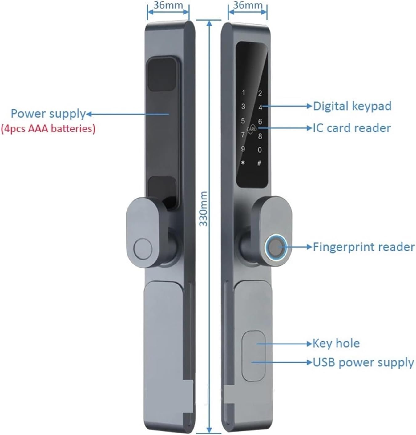 IP65 Waterproof Smart WiFi Fingerprint Digital Electronic Lock for Home Apartments (Color : 2885 Hook, Size : Silver Color) (3085 Silver Color)