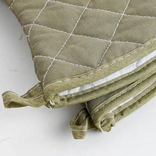 Miniatura 5 de Linwnil Guantes De Horno Extralargos De 24 Pulgadas, Resistentes Al Calor, Guantes De Cocina De Algodón Para Cocina, Herramienta De Cocina De Alta Temperatura, Guantes De Barbacoa 24 Pulgadas, Verde