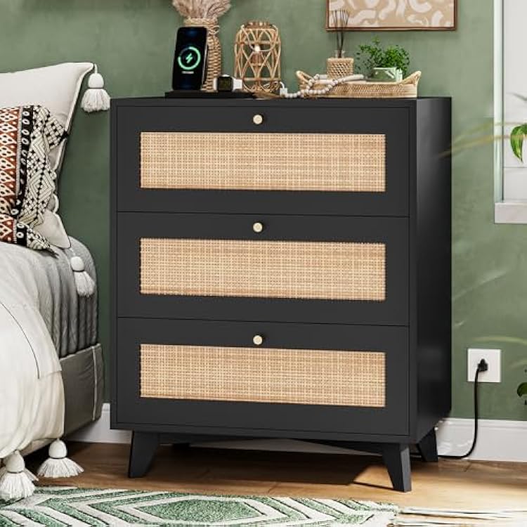 VIAGDO Black Rattan Dresser for Bedroom, 9 Drawer Jamaica | Ubuy