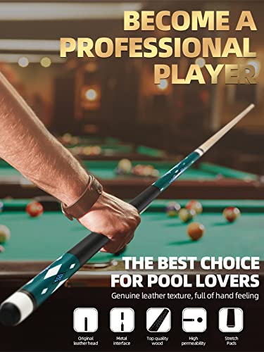 Bihym Pool Cue Stick Billiard Cue Sticks Canadian Maple Pool Sticks,58 Inch 19Oz 20Oz Billiard House Bar Pool Cues(Green) #TOP5