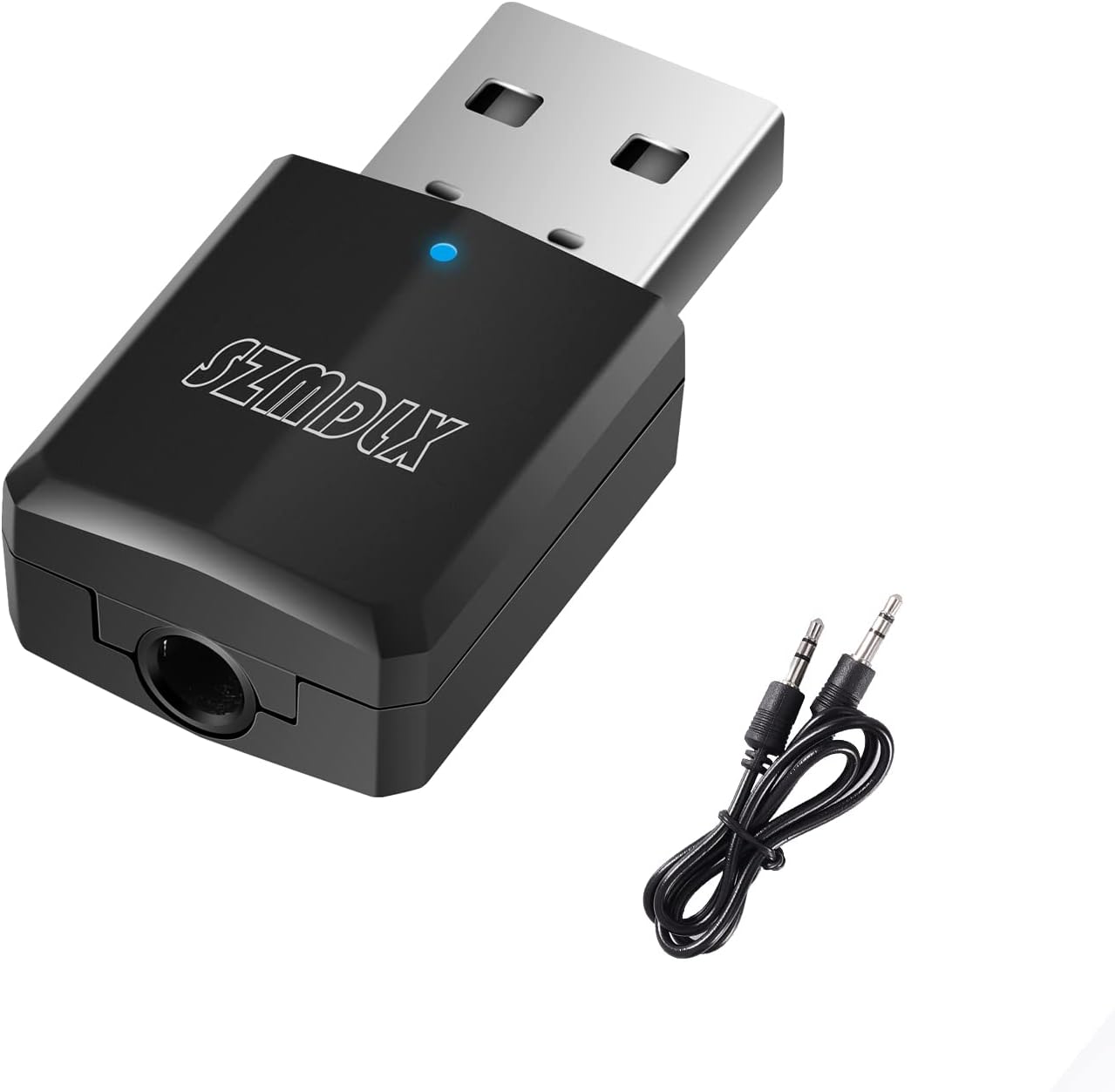 SZMDLX USB Bluetooth 5.0+EDR Adapter, Mini Bluetooth Transmitter Receiver, Wireless Audio Adapter with 3.5mm AUX for Car Headphones PC TV Home Stereo, USB Power Supply, No Driver Required