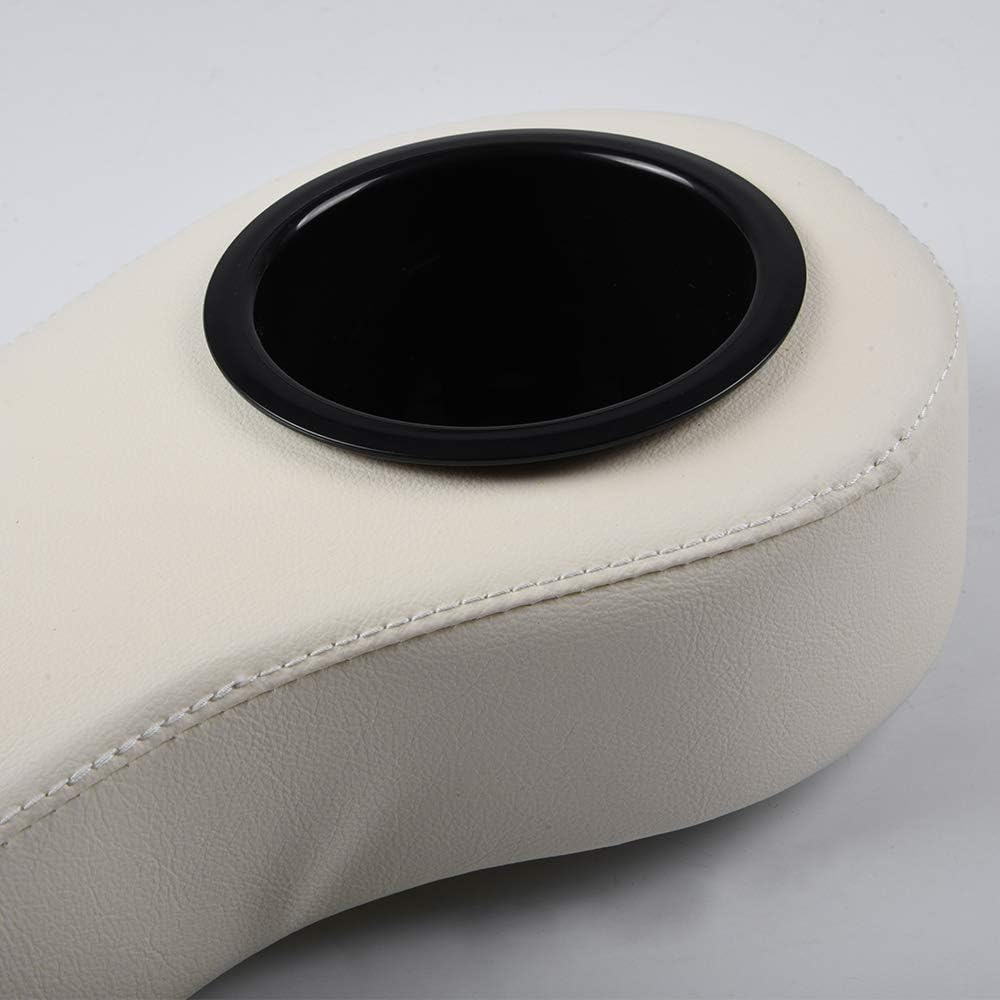 PIT66 Universal Golf Cart Rear Seat Arm Rest Cushion with Cup Holder, Compatible with EZGO, Club Car, Yamaha and Other Golf Cart Models, Off White, 2Pcs