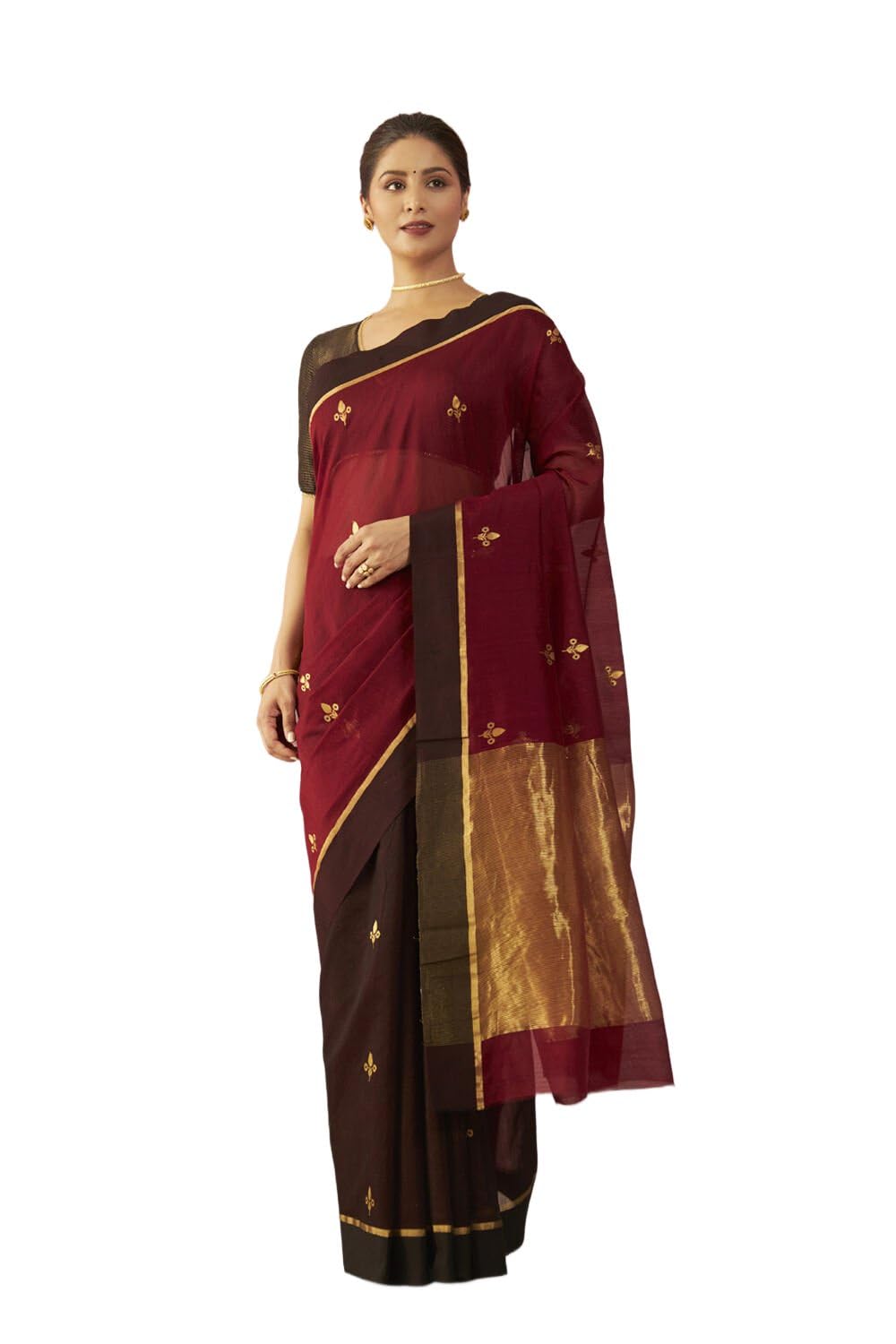Taneira Women Red Woven Pure Silk Cotton Chanderi Saree with Unstitched Blouse Piece (SHG08G00216-Dark Red) - Review, Price and Buying Guide