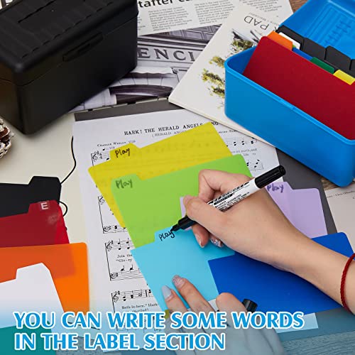 50 Pieces Index Card Dividers 2 Pcs Index Card Holder Storage Box Index Card Guide Set Assorted Colors 2 Sheets Alphabet Number Stickers For Office Business Classroom Products(Black, Blue, 3 X 5 In) #TOP3