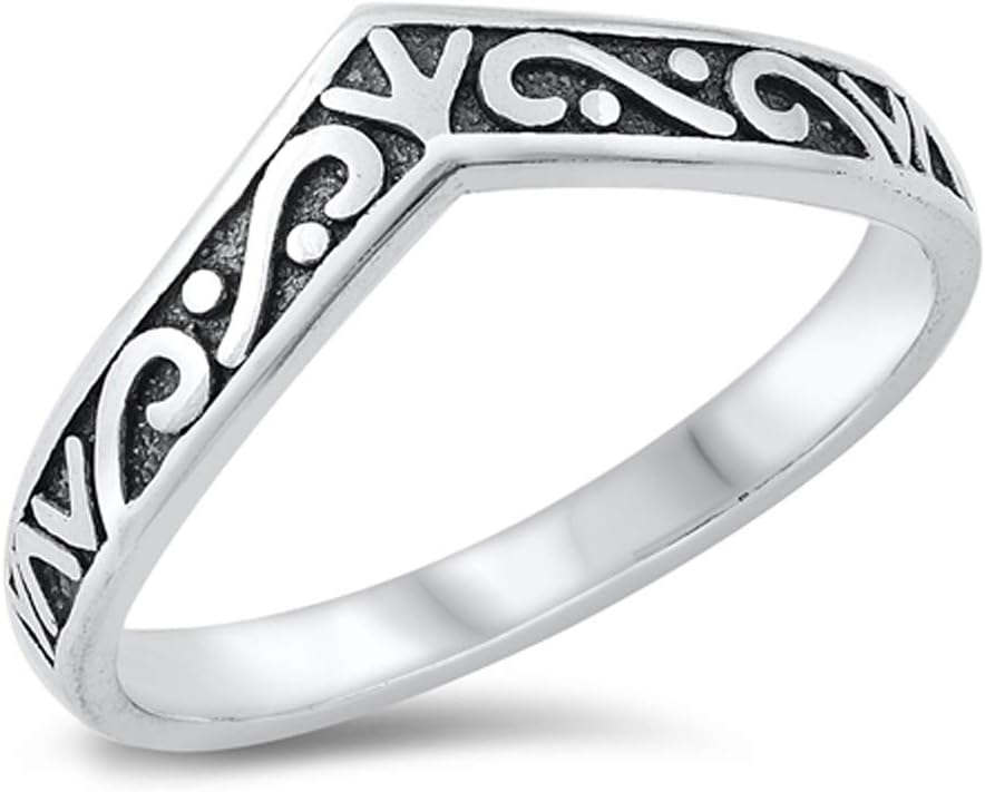 Classic Oxidized Swirl Tiara Ring New .925 Sterling Silver Band Sizes 4-10