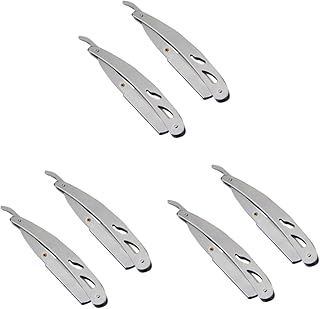 ABOOFAN 6 Pçs Suporte De Navalha De Aço Inoxidável Em Linha Reta Titular Navalha De Segurança Titular Navalha Vintage Navalha Reta Para Homens Toda A Máquina De Cortar Cabelo De Aço